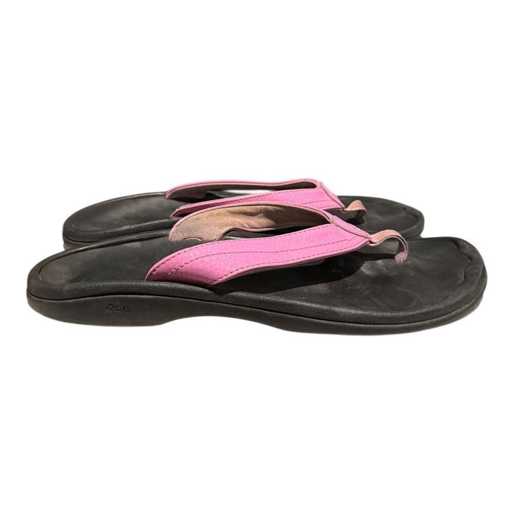 Olukai Ohana Flip Flop Beach Sandals in Black Dragonfruit Pink Women’s Size 10 - Picture 2 of 11